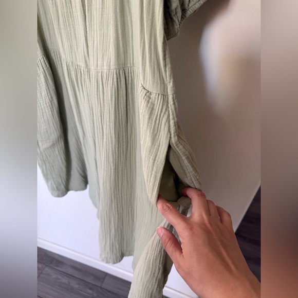 Universal Thread|Sage Green Baby doll Smocked Dress in gauze cotton•Beachy boho - Picture 8 of 15